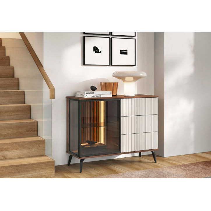 Ensemble meuble TV VICI couleur Cachemire / Noyer Warmia
